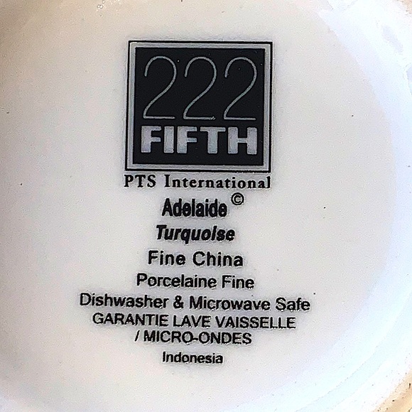 222 FIFTH ADELAIDE TURQUOISE MUG CUP PORCELAIN - Picture 6 of 6